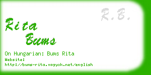 rita bums business card